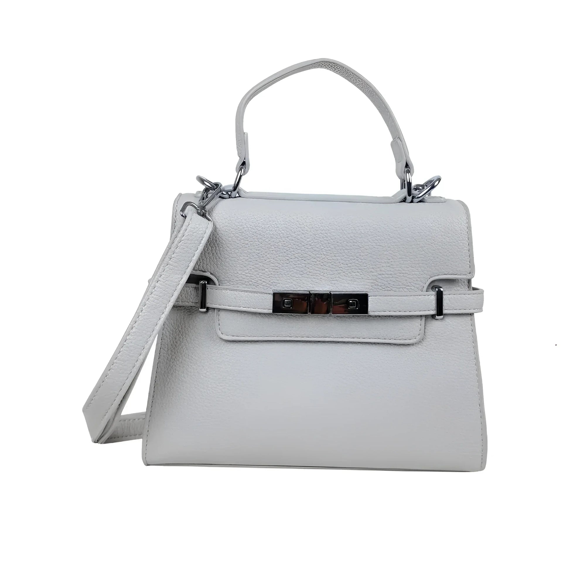 Stile Donna borsa ecopelle PU grigio con tracolla rimovibile fodera microfibra donna – vista frontale
