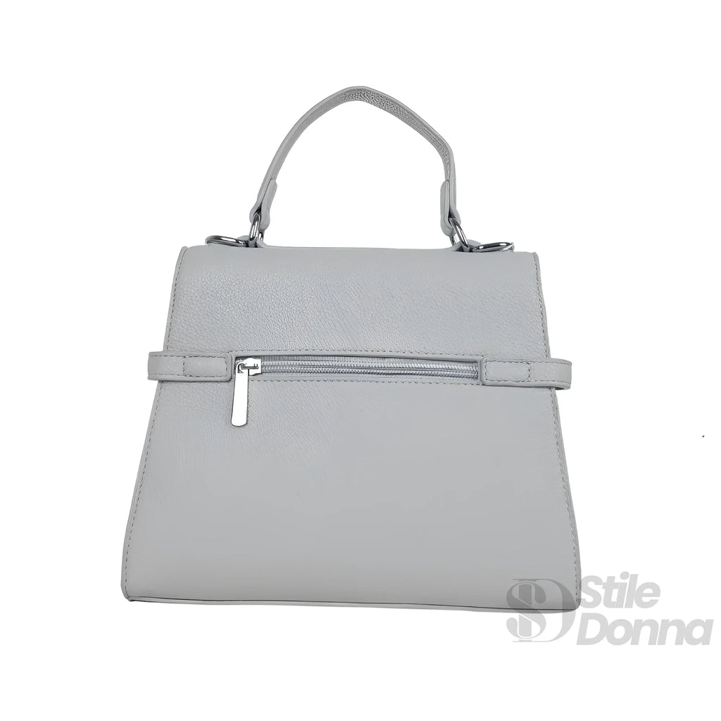 Stile Donna borsa ecopelle PU grigia con tracolla rimovibile – vista laterale