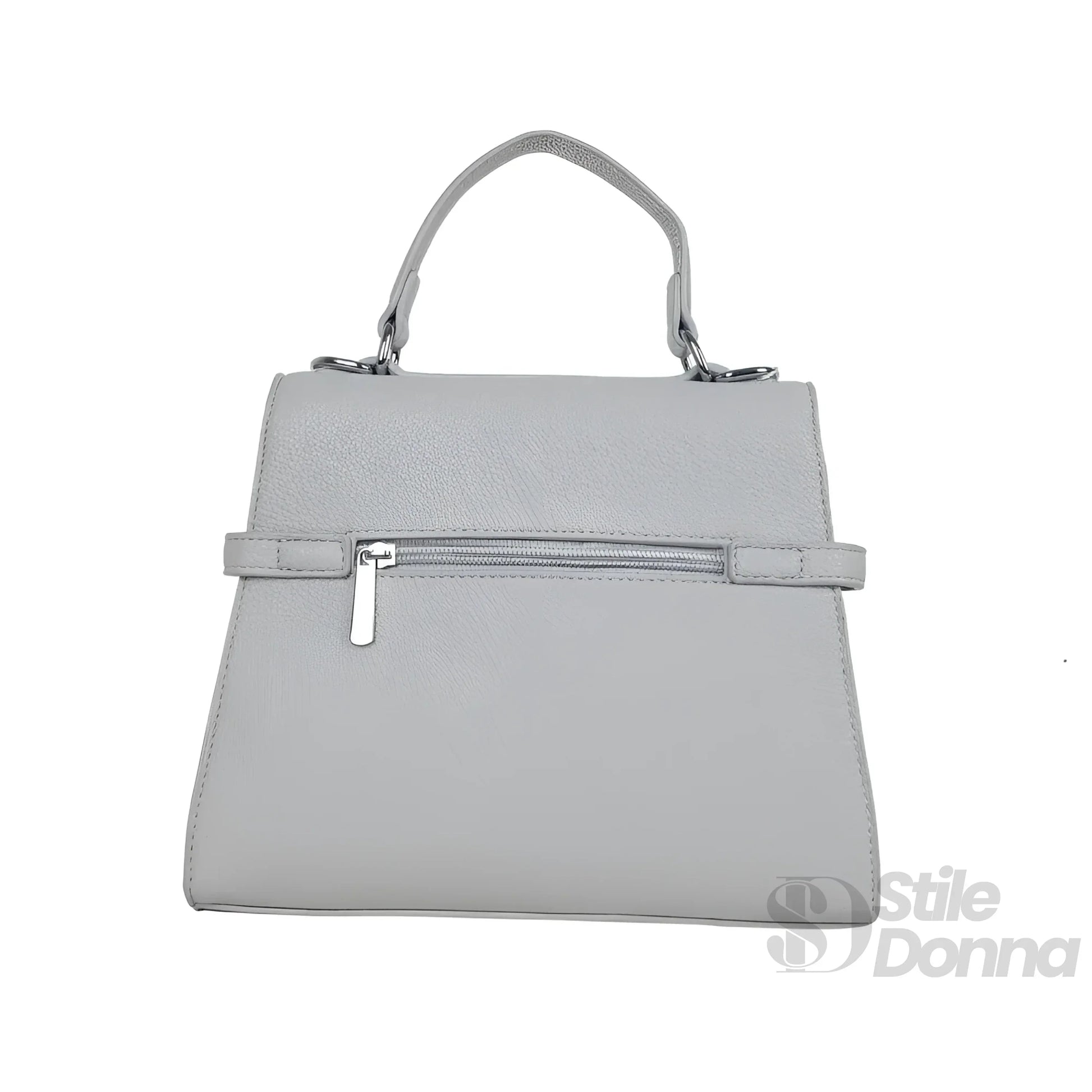 Stile Donna borsa ecopelle PU grigia con tracolla rimovibile – vista laterale