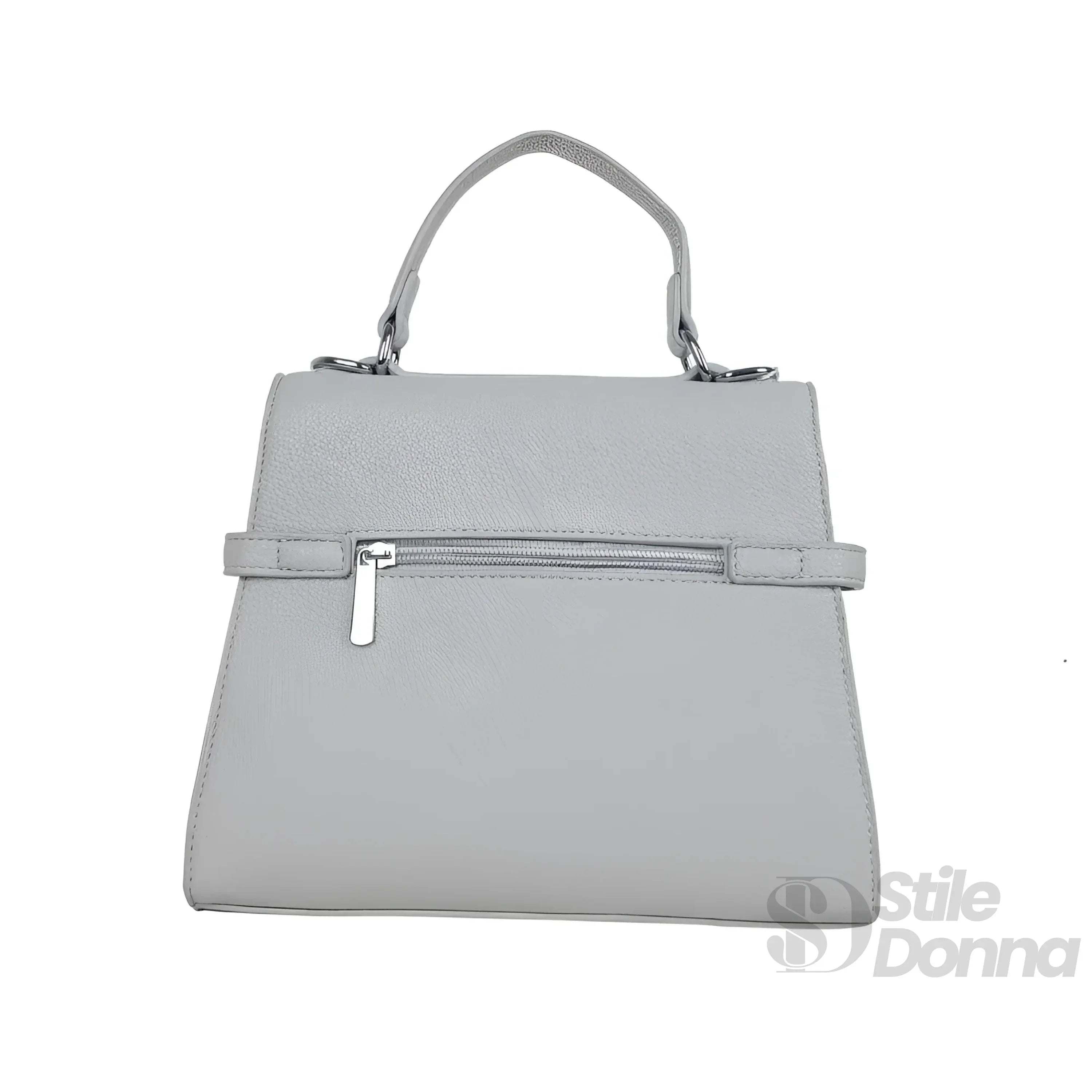 Stile Donna borsa ecopelle PU grigia con tracolla rimovibile – vista laterale
