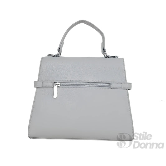 Stile Donna borsa ecopelle PU grigia con tracolla rimovibile – vista laterale
