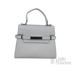 Borsa in Ecopelle Grigio con Tracolla Rimovibile e Fodera in Microfibra - Stile Donna Bags