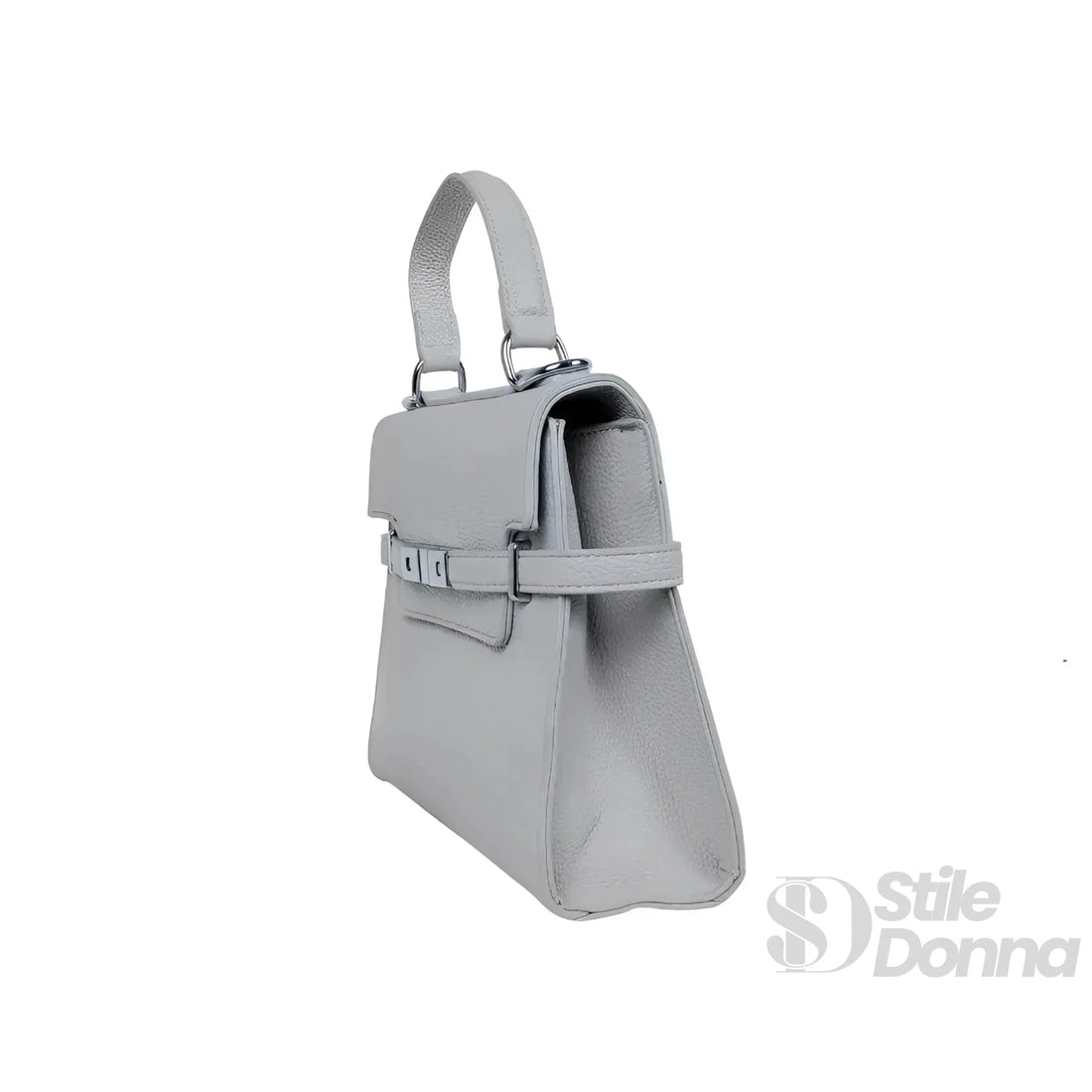 Tasche aus grauem Kunstleder mit abnehmbarem Schulterriemen und Mikrofaserfutter