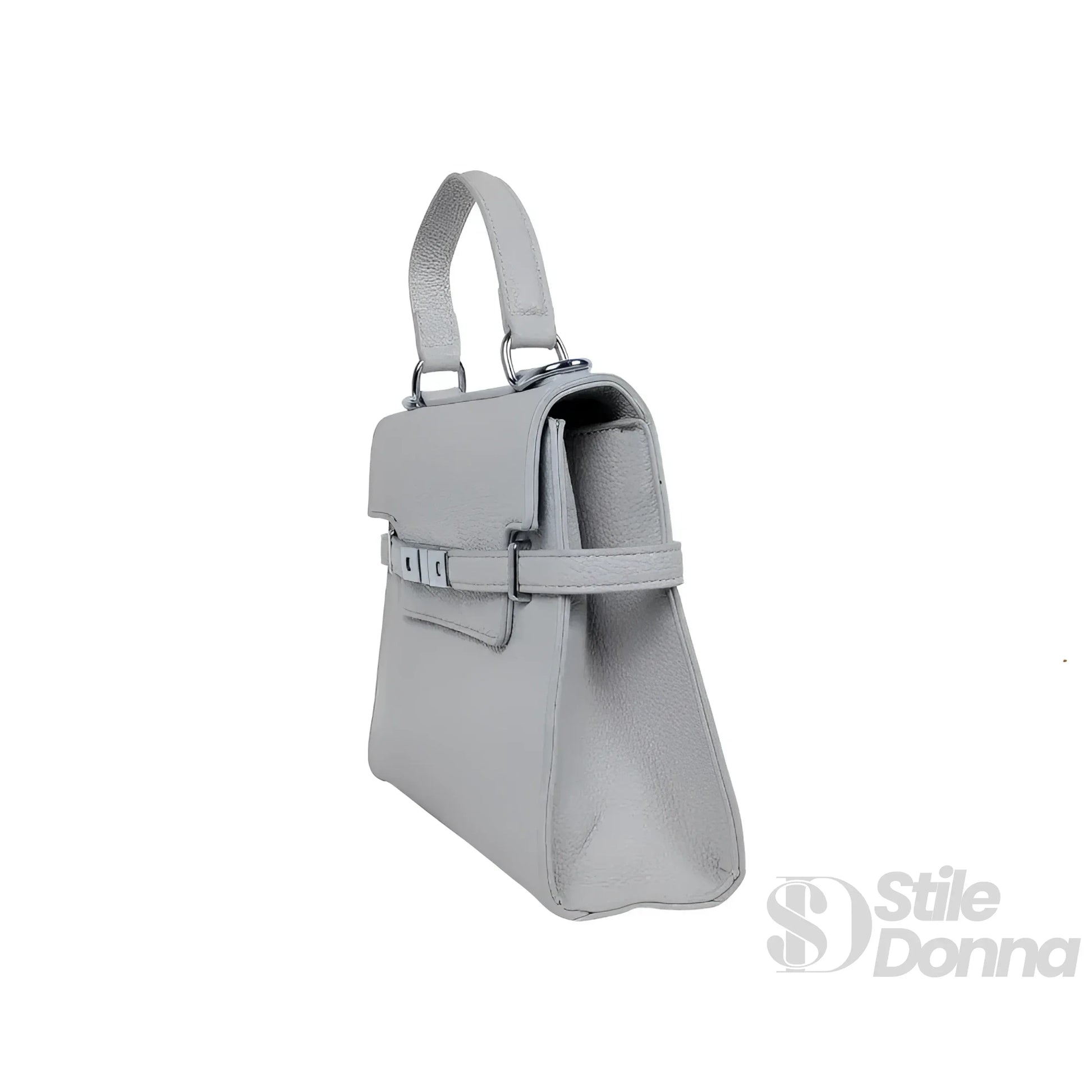 Stile Donna borsa ecopelle PU grigio con tracolla rimovibile – vista posteriore