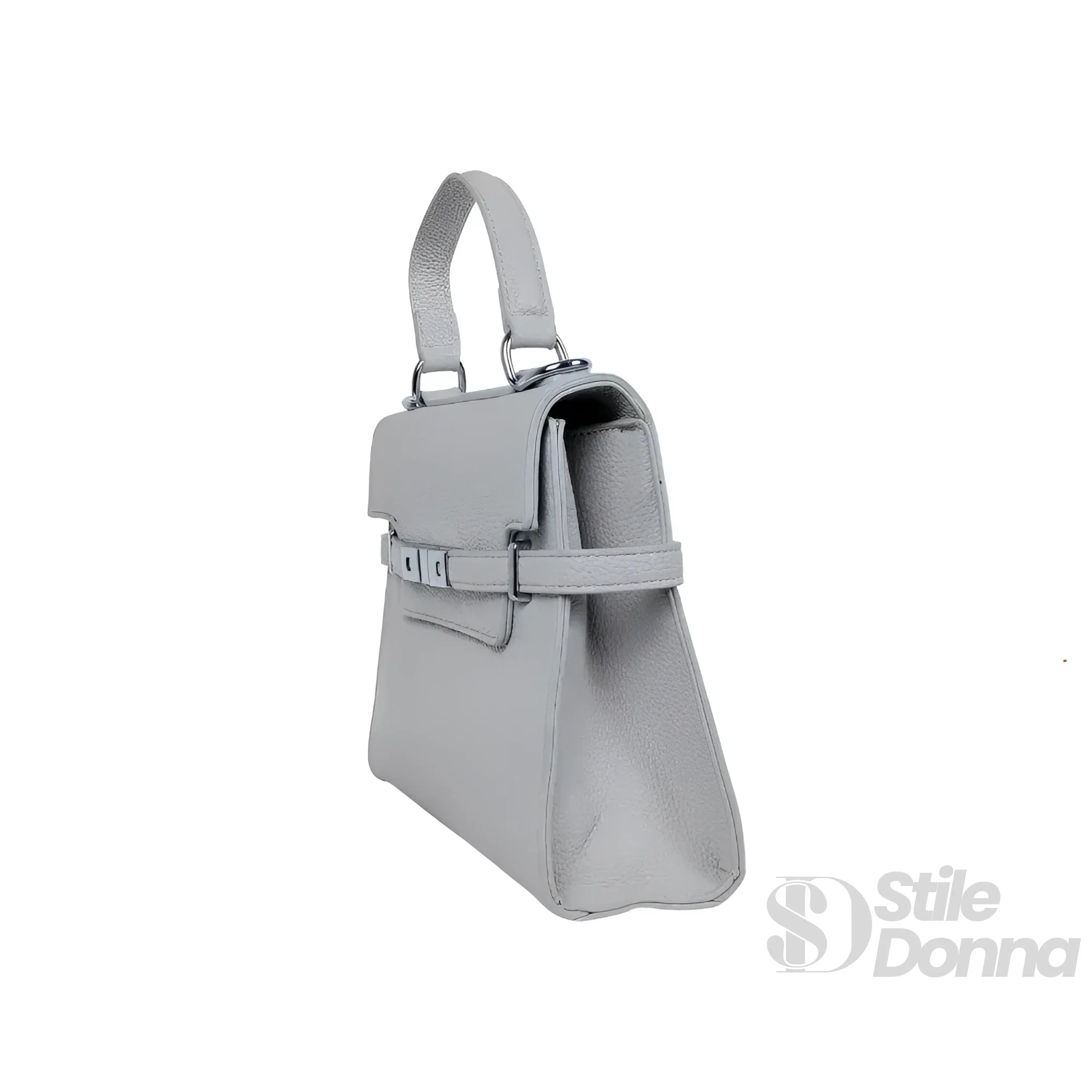 Stile Donna borsa ecopelle PU grigio con tracolla rimovibile – vista posteriore
