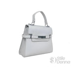 Borsa in Ecopelle Grigio con Tracolla Rimovibile e Fodera in Microfibra - Stile Donna Bags