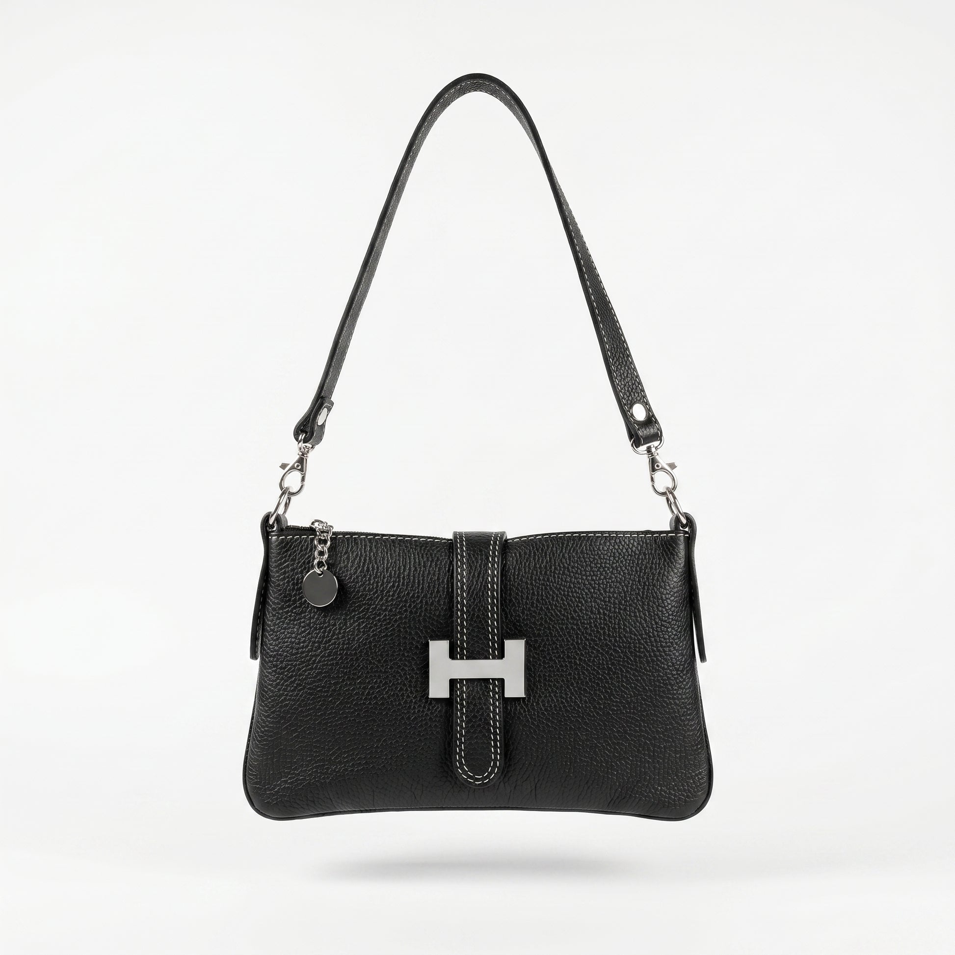 Borsa a Spalla da Donna Matilde in Vera Pelle | nero dietro - stile donna bags