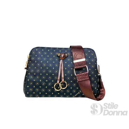 Briciole borsa a tracolla ecopelle nera con monogramma – vista laterale