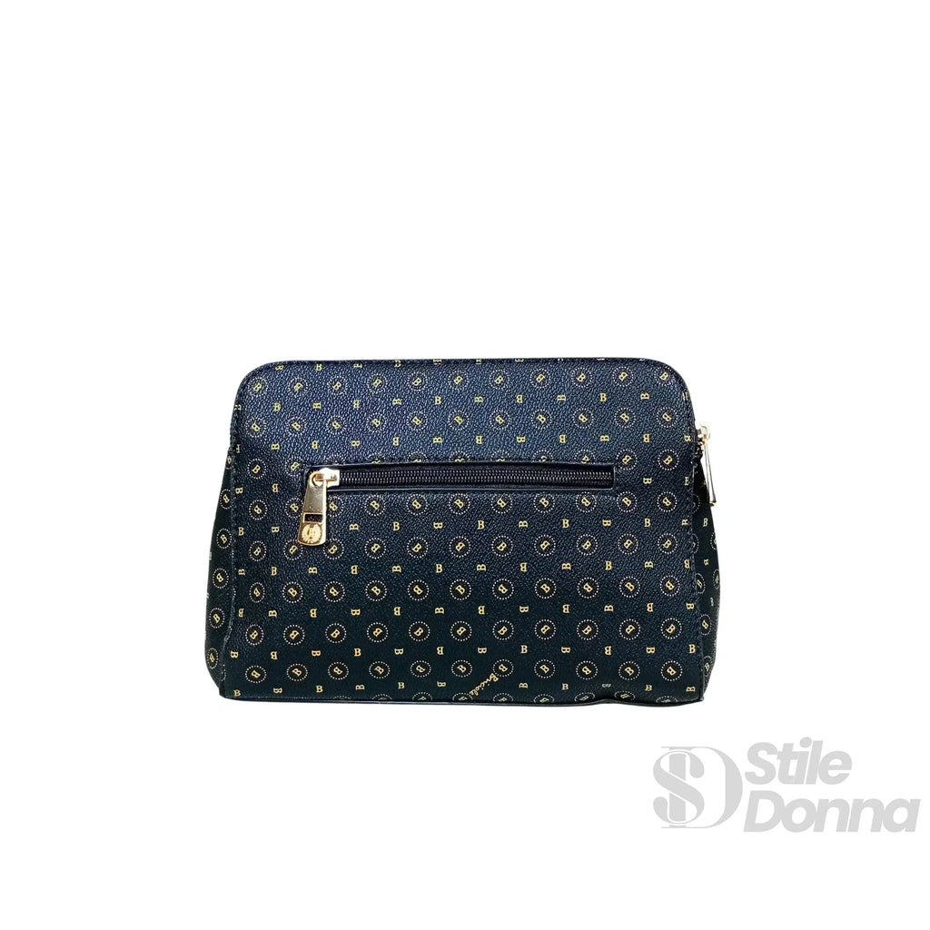 Briciole borsa a tracolla ecopelle nera con monogramma – interno e tasche