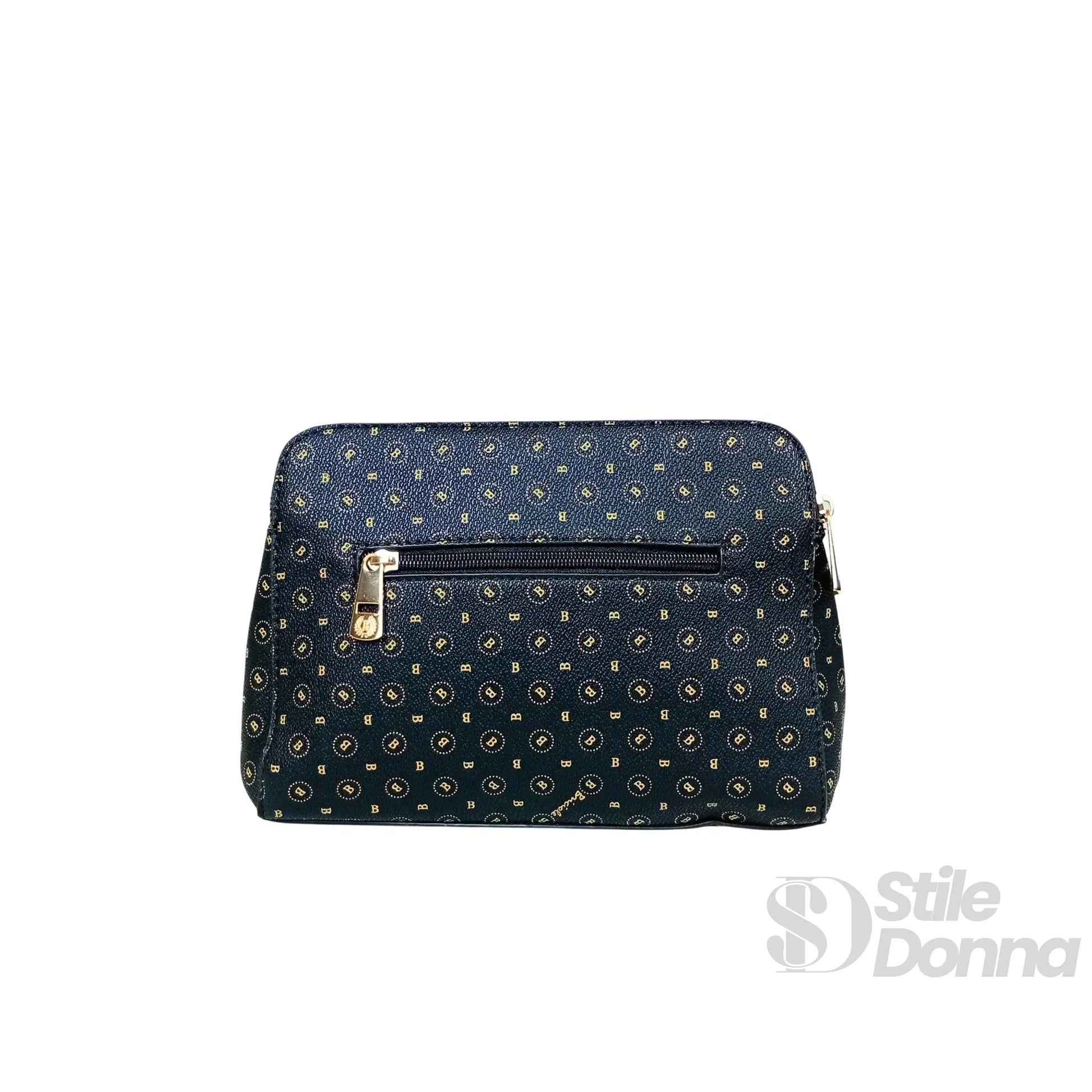 Briciole borsa a tracolla ecopelle nera con monogramma – interno e tasche