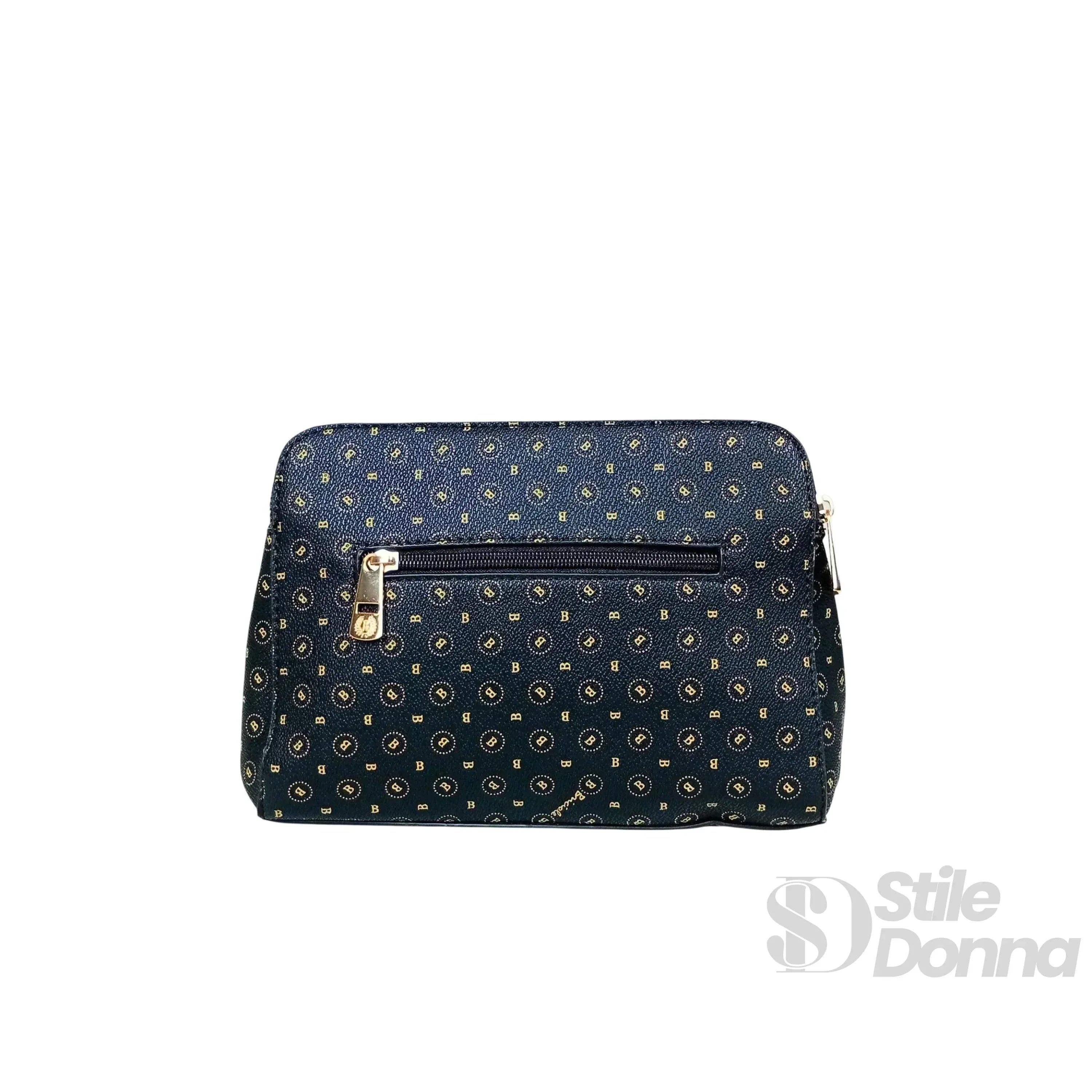 Briciole borsa a tracolla ecopelle nera con monogramma – interno e tasche
