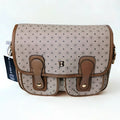 Briciole borsa a tracolla ecopelle beige dettagli oro donna – vista frontale