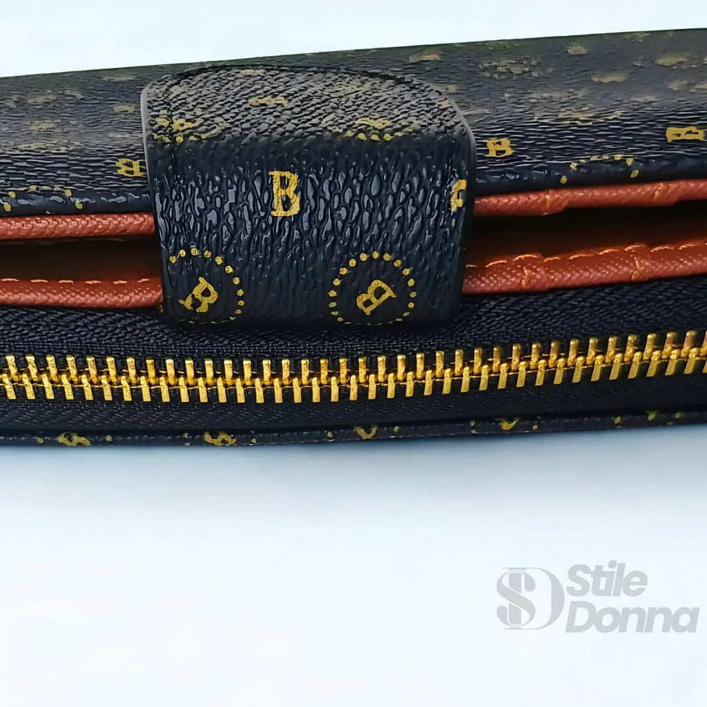 Briciole portafoglio donna ecopelle nero scomparti multipli – dettaglio