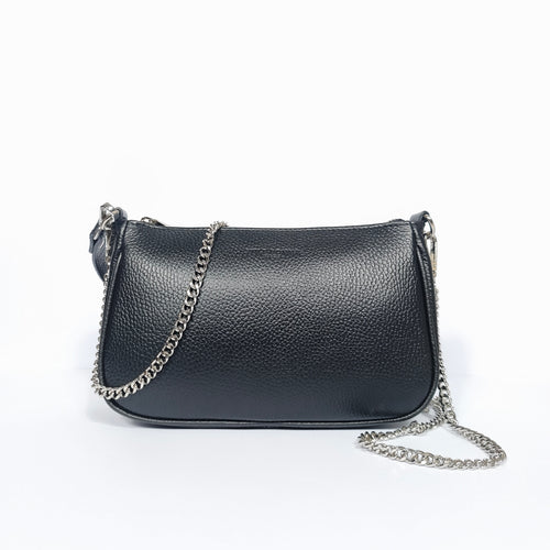 Camilla borsa a tracolla vera pelle made in Italy nera donna – vista frontale