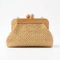 Borsa Caterina a Tracolla in Rafia con Cornice in Legno e Catena Dorata – Stile Donna