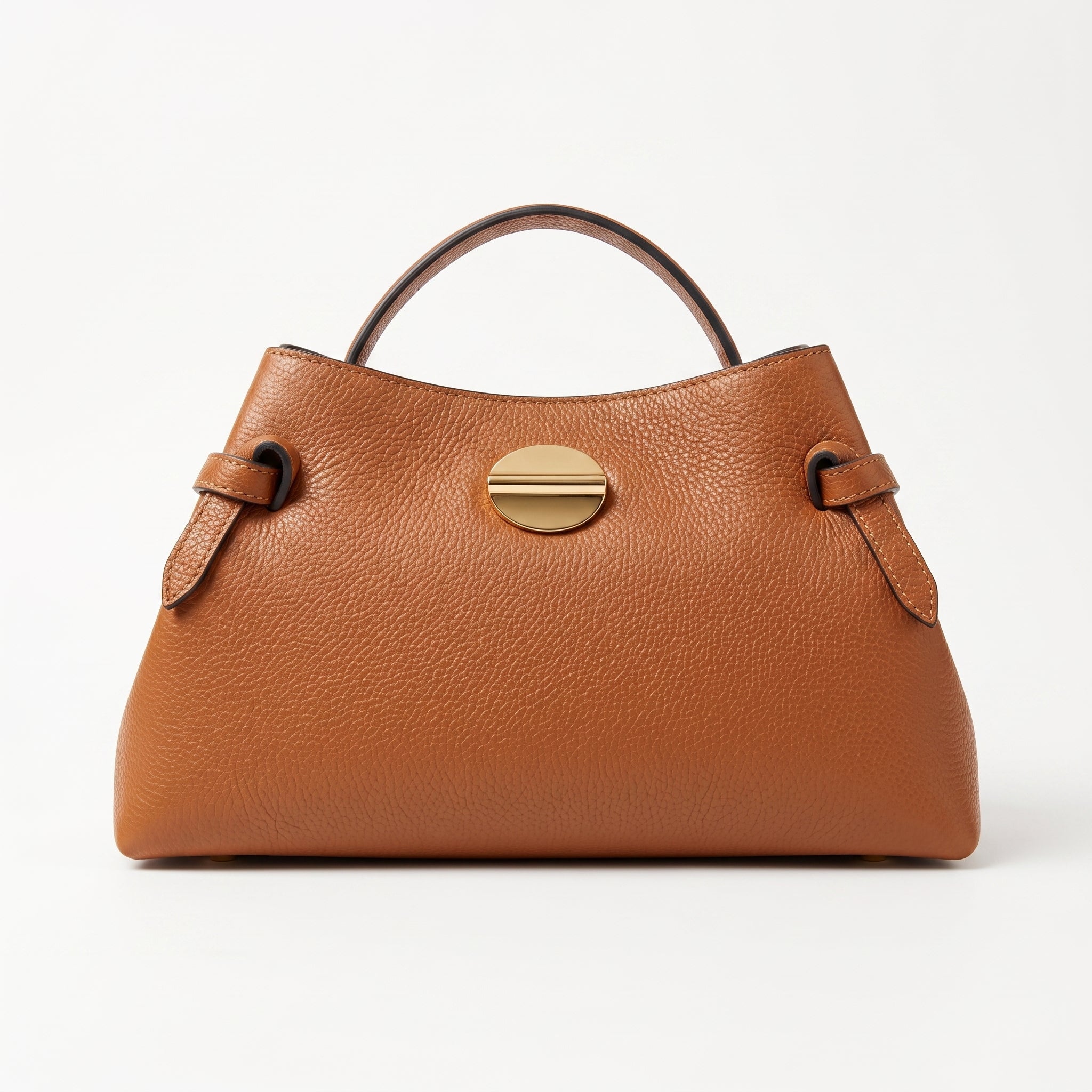 Borsa Livia in Vera Pelle Martellata Nera con Chiusura Disco Malachite - Borsa a mano - Stile Donna Bags