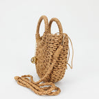 Borsa Alessia Semilunare in Rafia con Manici Circolari e Tracolla – Stile Donna