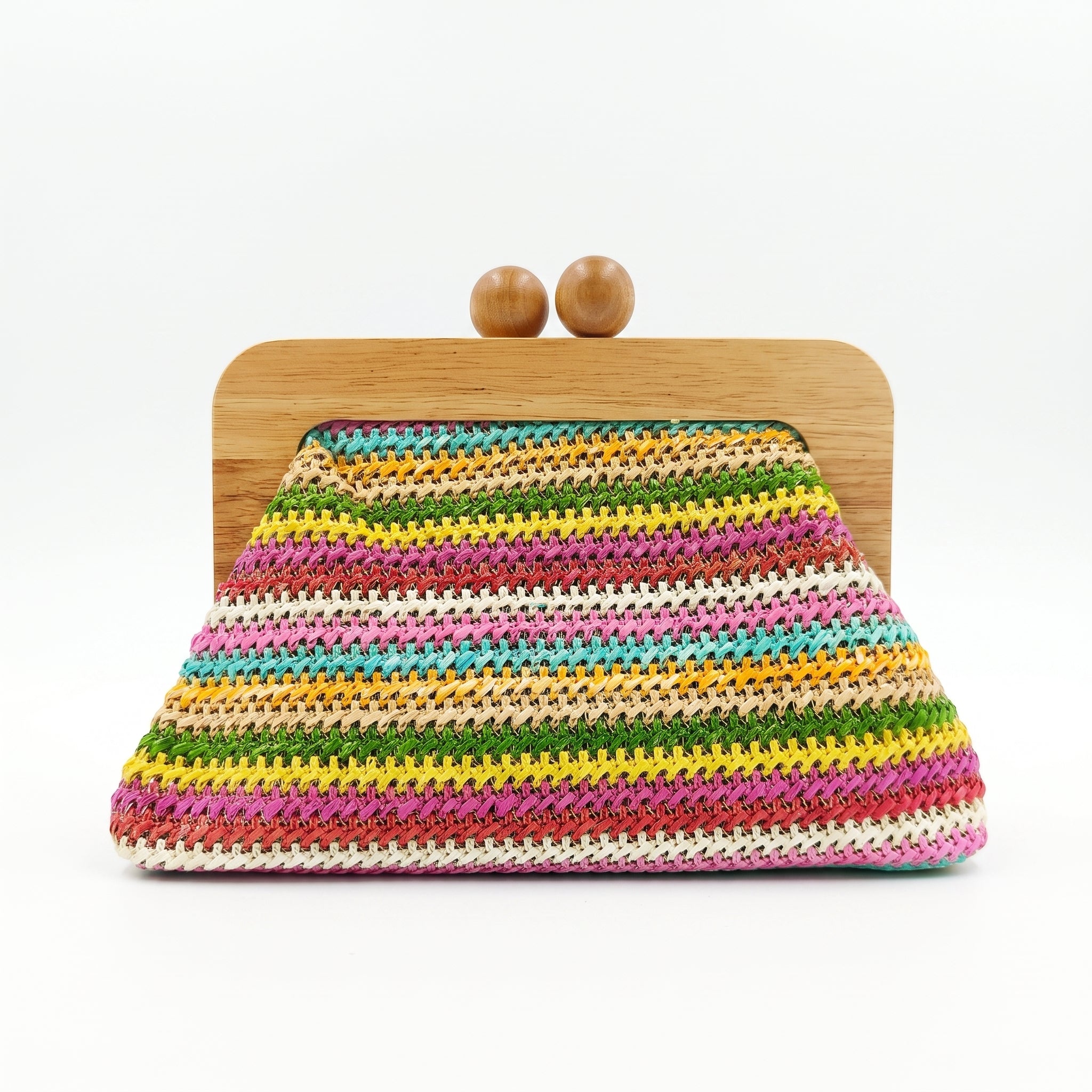 Borsa Caterina a Tracolla in Rafia con Cornice in Legno e Catena Dorata – Stile Donna - Borse a Tracolla - Stile Donna Bags