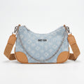 Borsa Hobo Sweet Years in Denim Jacquard con Catena e Tracolla Larga