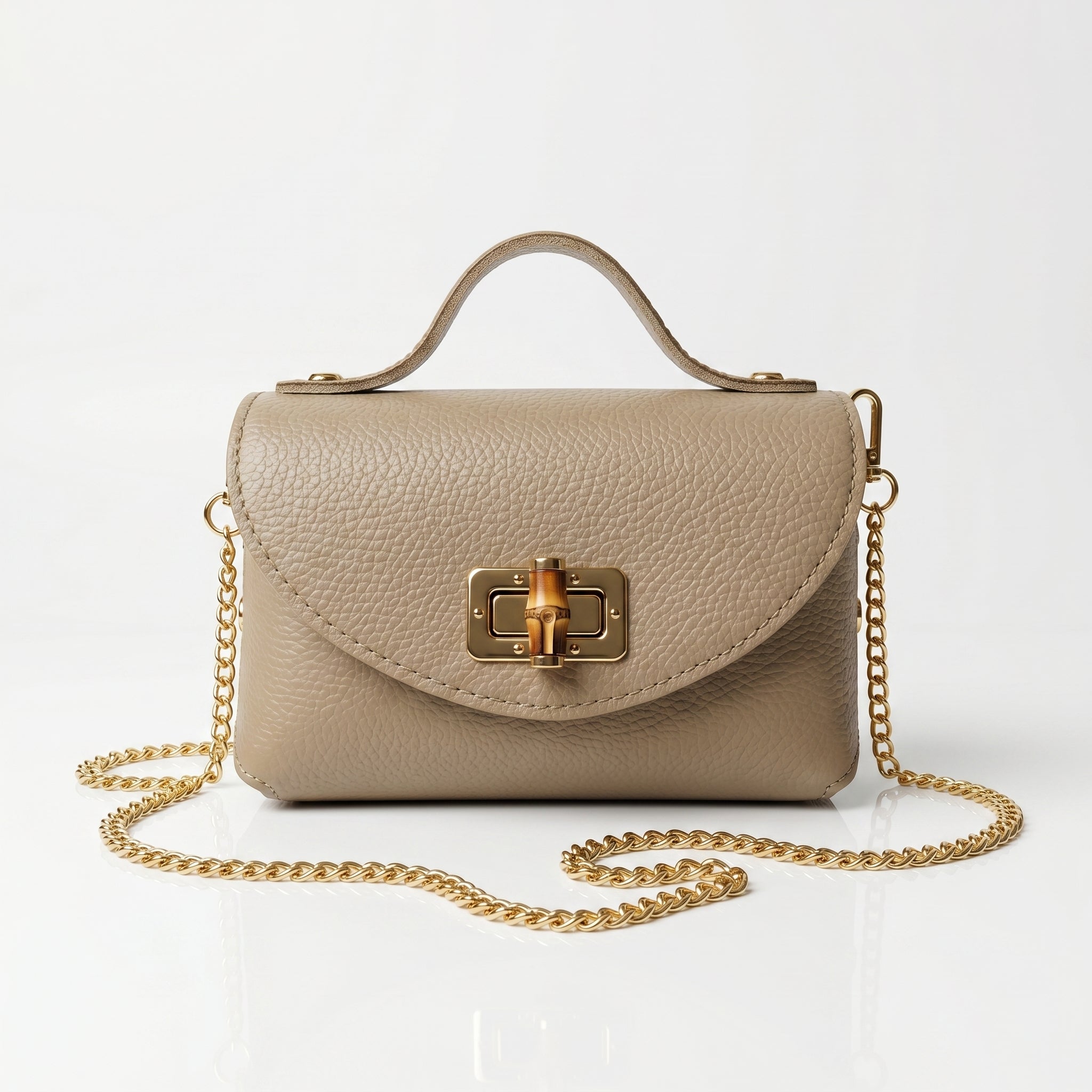 Amina mini borsa donna vera pelle con catena dorata – vista 2