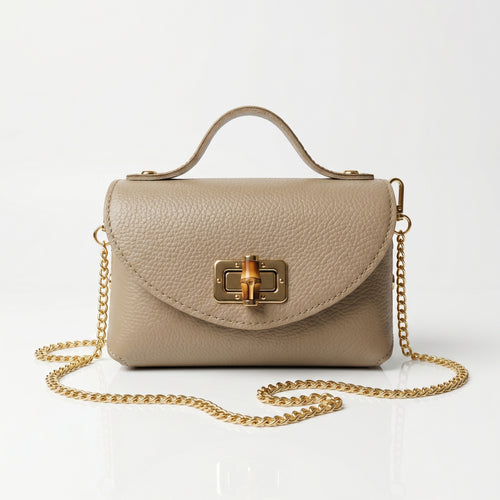 Amina mini borsa donna vera pelle con catena dorata – vista 2