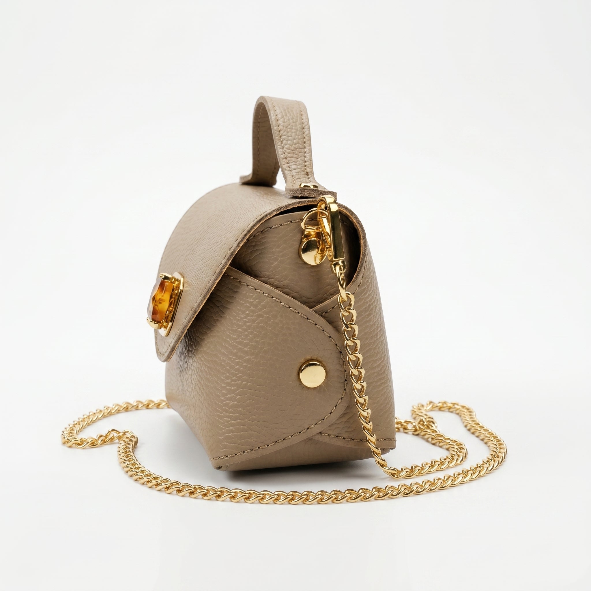 Amina mini borsa donna vera pelle con catena dorata – vista 11