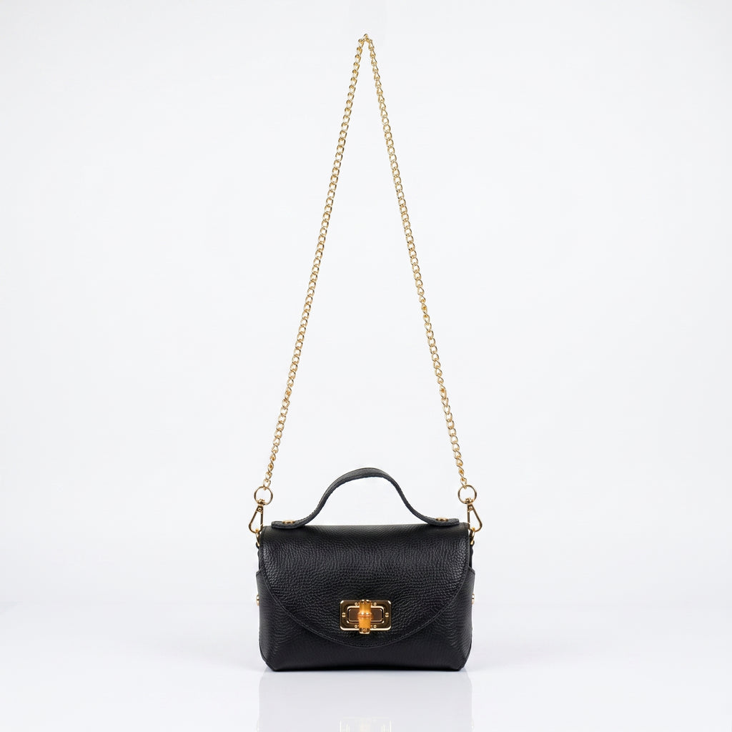 Amina mini borsa donna vera pelle con catena dorata – vista 8
