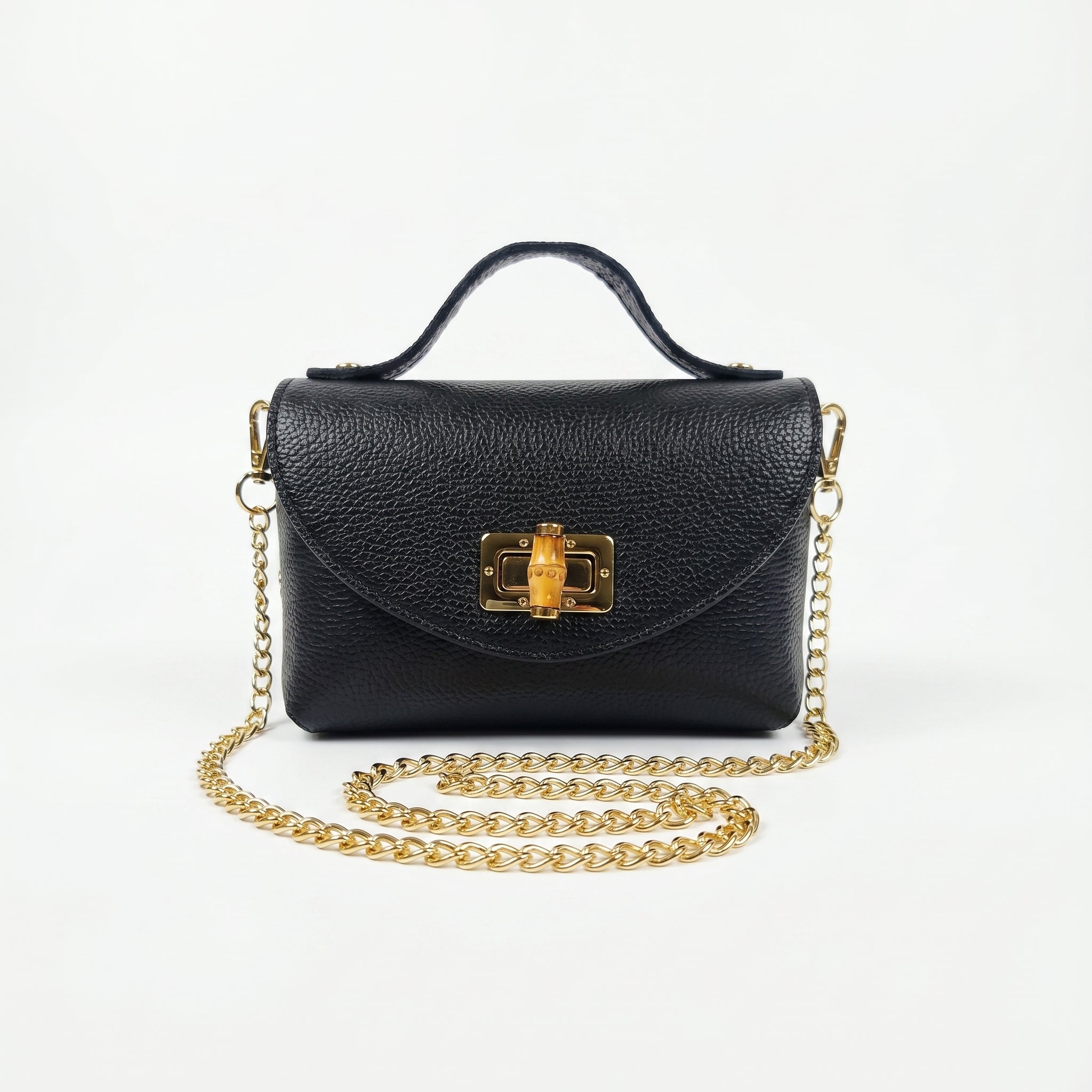 Amina mini borsa donna vera pelle con catena dorata – vista 3