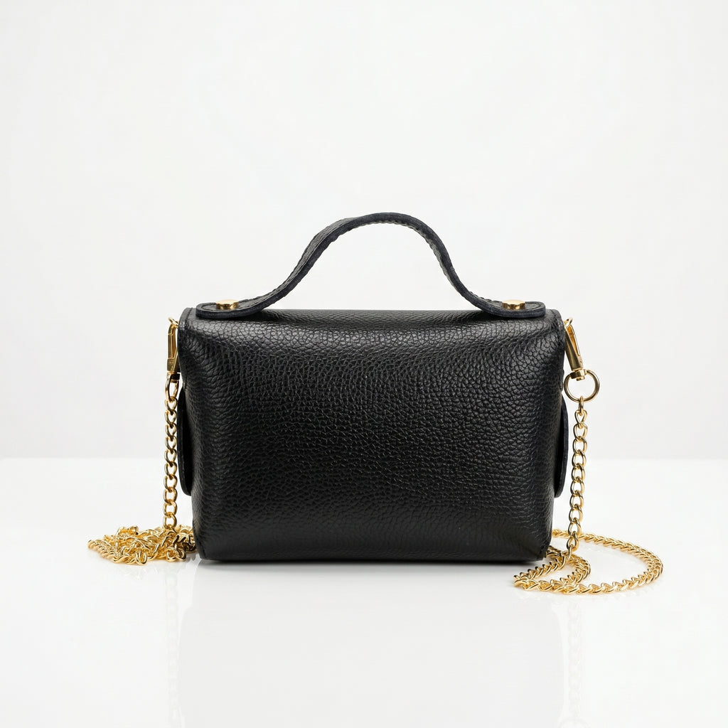 Amina mini borsa donna vera pelle con catena dorata – vista 5