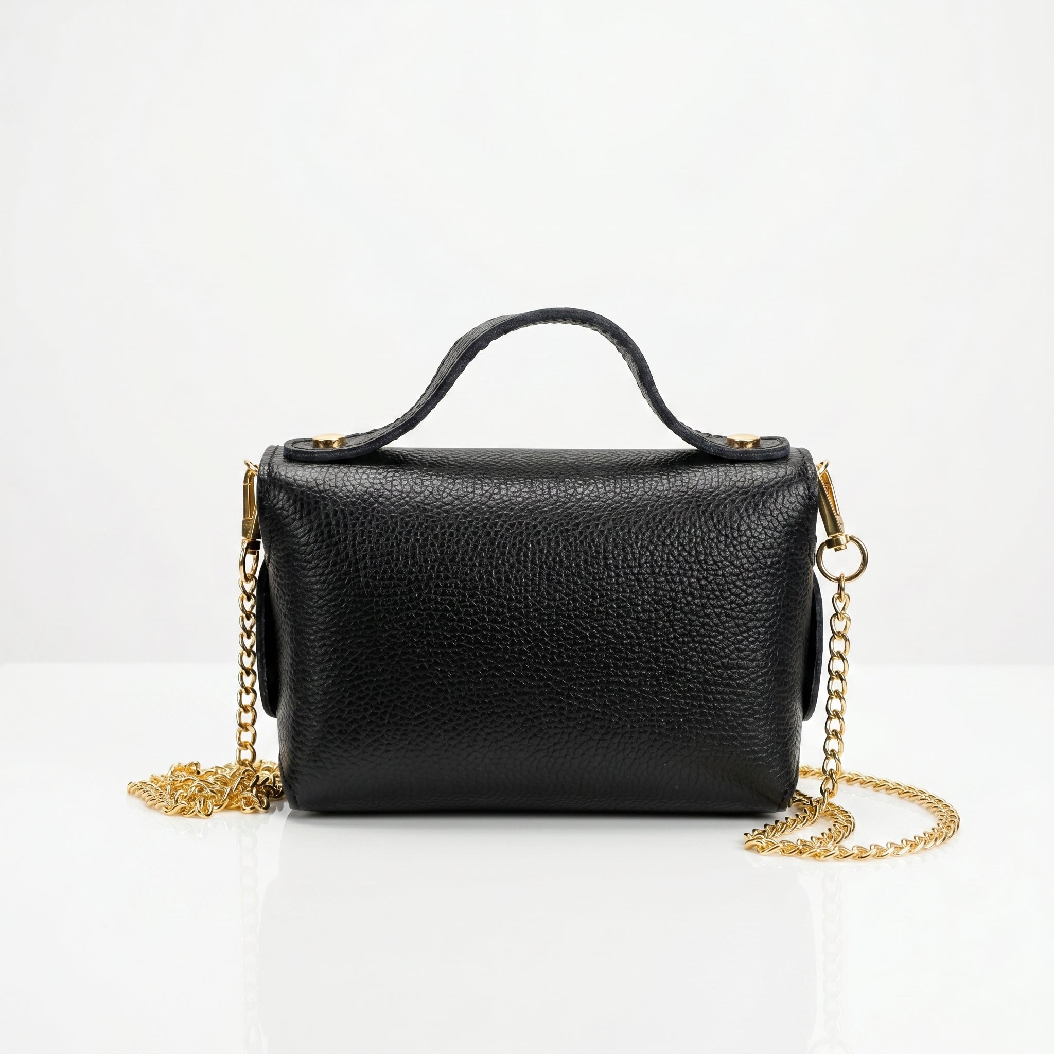 Amina mini borsa donna vera pelle con catena dorata – vista 5