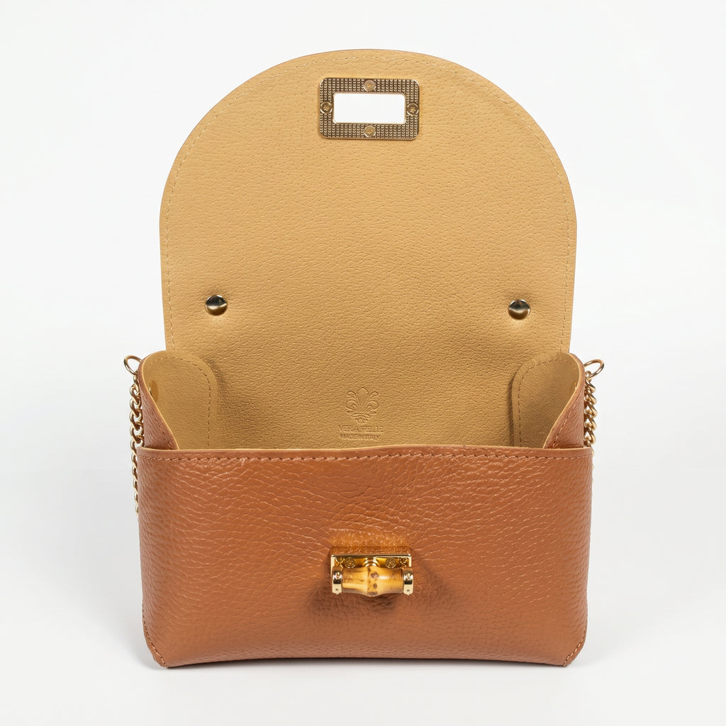 Amina mini borsa donna vera pelle con catena dorata – vista 9