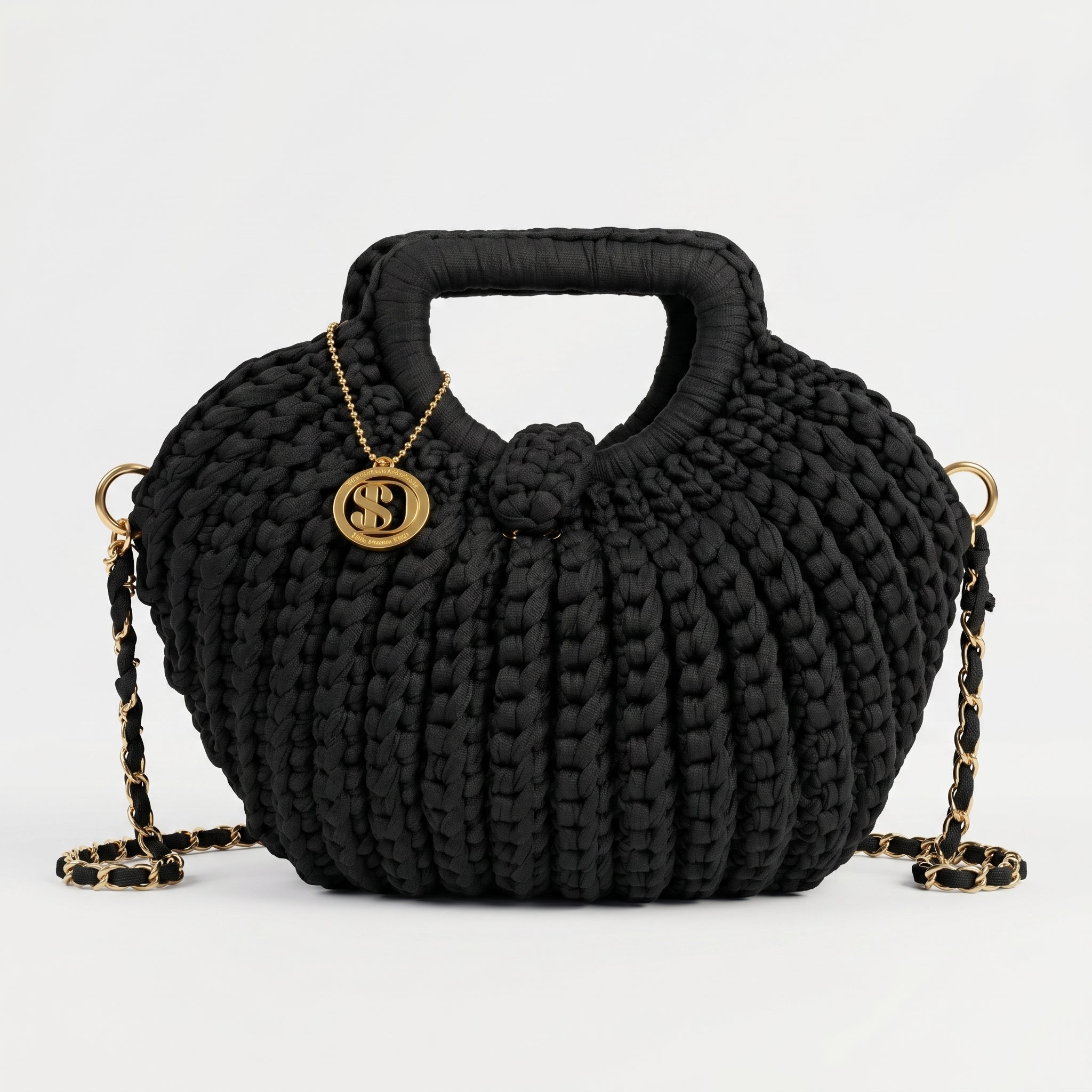 Oliva borsa a mano donna in corda di cotone intrecciata con tracolla a catena – vista 2