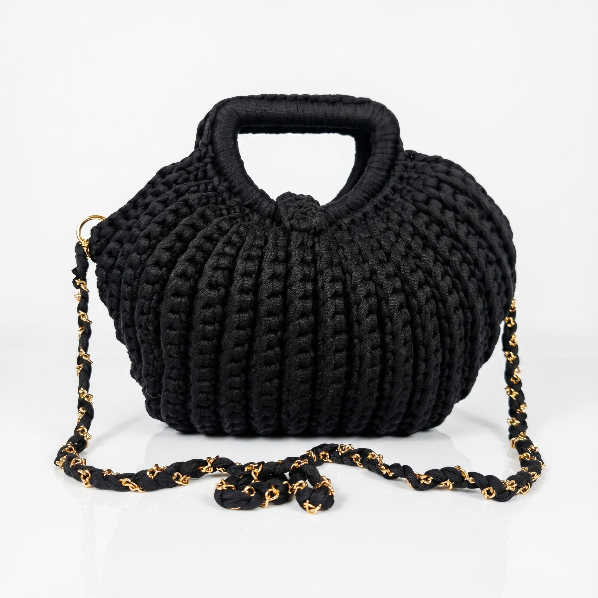 Oliva borsa a mano donna in corda di cotone intrecciata con tracolla a catena – vista 6