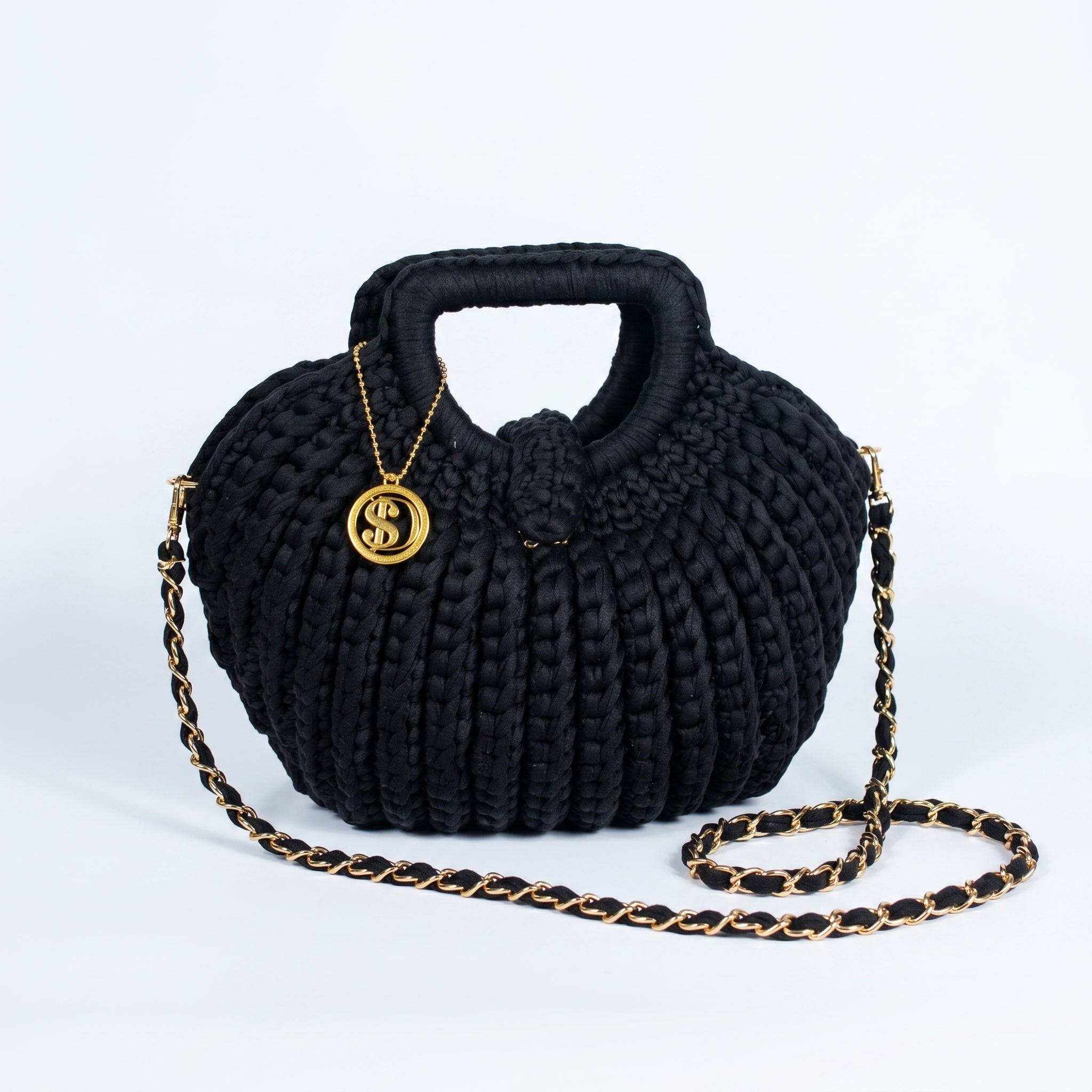 Oliva borsa a mano donna in corda di cotone intrecciata con tracolla a catena – vista 5