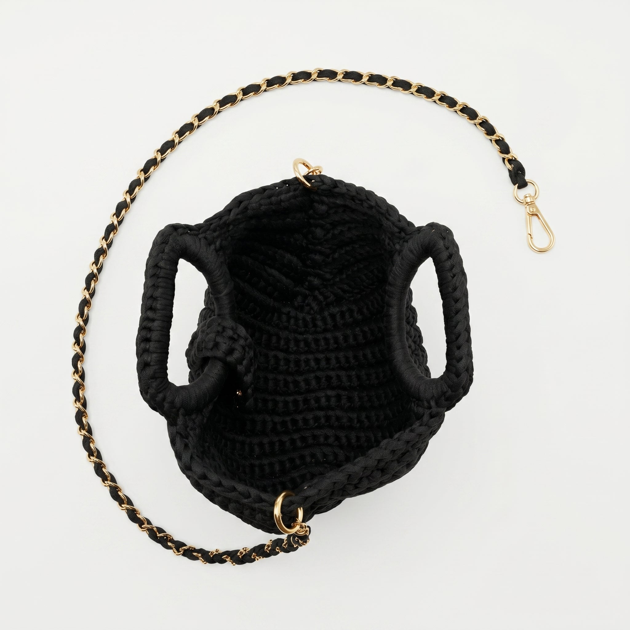 Oliva borsa a mano donna in corda di cotone intrecciata con tracolla a catena – vista 9