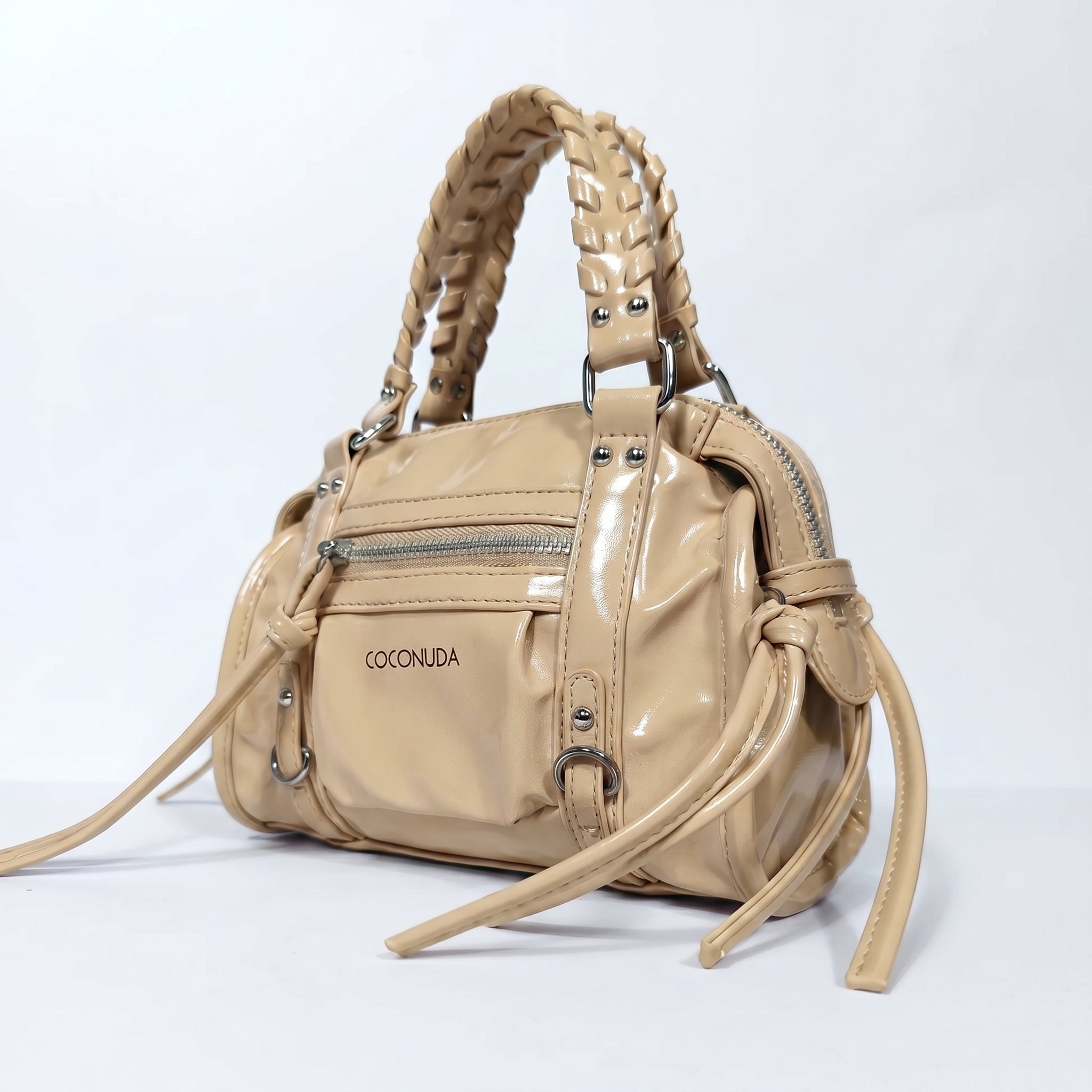 Coconuda mini bauletto ecopelle con manici intrecciati e frange – vista supplementare 2