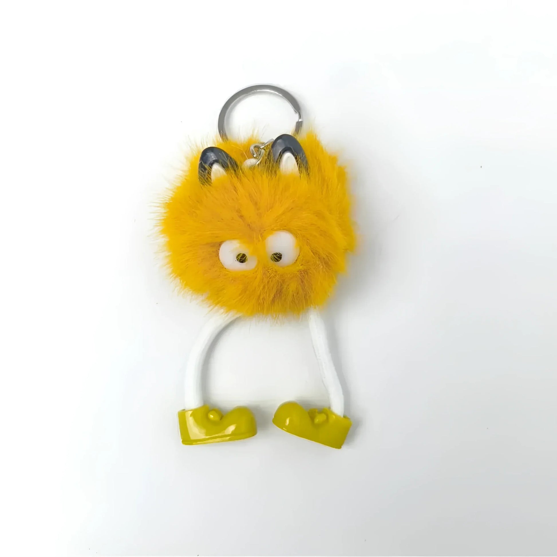 Stile Donna charm per borsa pom pom personaggio pelliccia sintetica giallo – vista