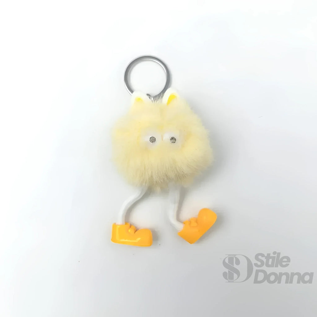 Stile Donna charm per borsa pom pom personaggio pelliccia sintetica blu soffice – dettaglio
