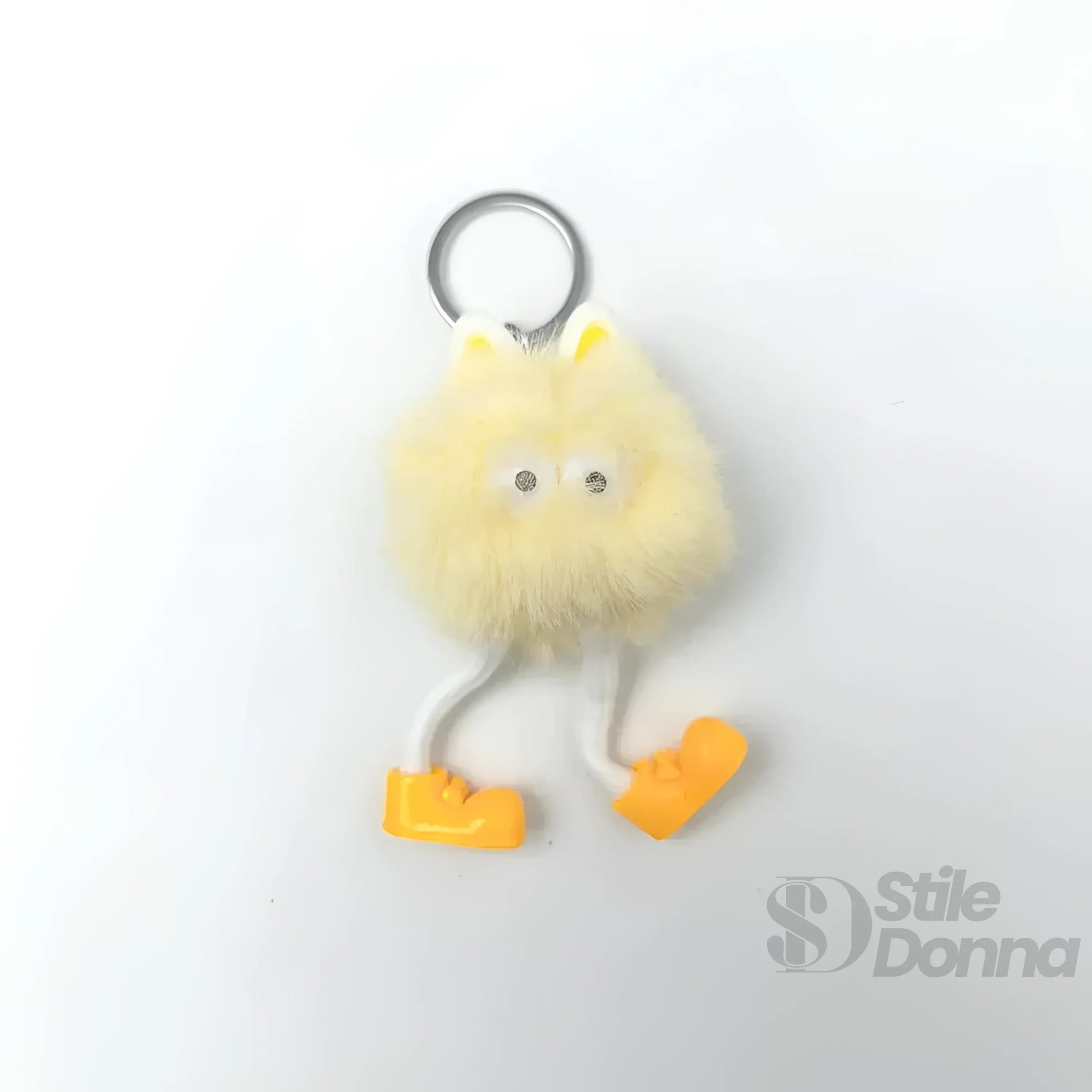 Stile Donna charm per borsa pom pom personaggio pelliccia sintetica blu soffice – dettaglio