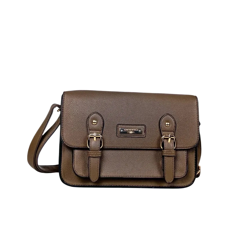 Charro borsa crossbody ecopelle PU con dettagli dorati viaggio donna – vista frontale