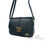 Charro Borsa a Tracolla in Ecopelle Nera con Chiusura Logo - Stile Donna Bags