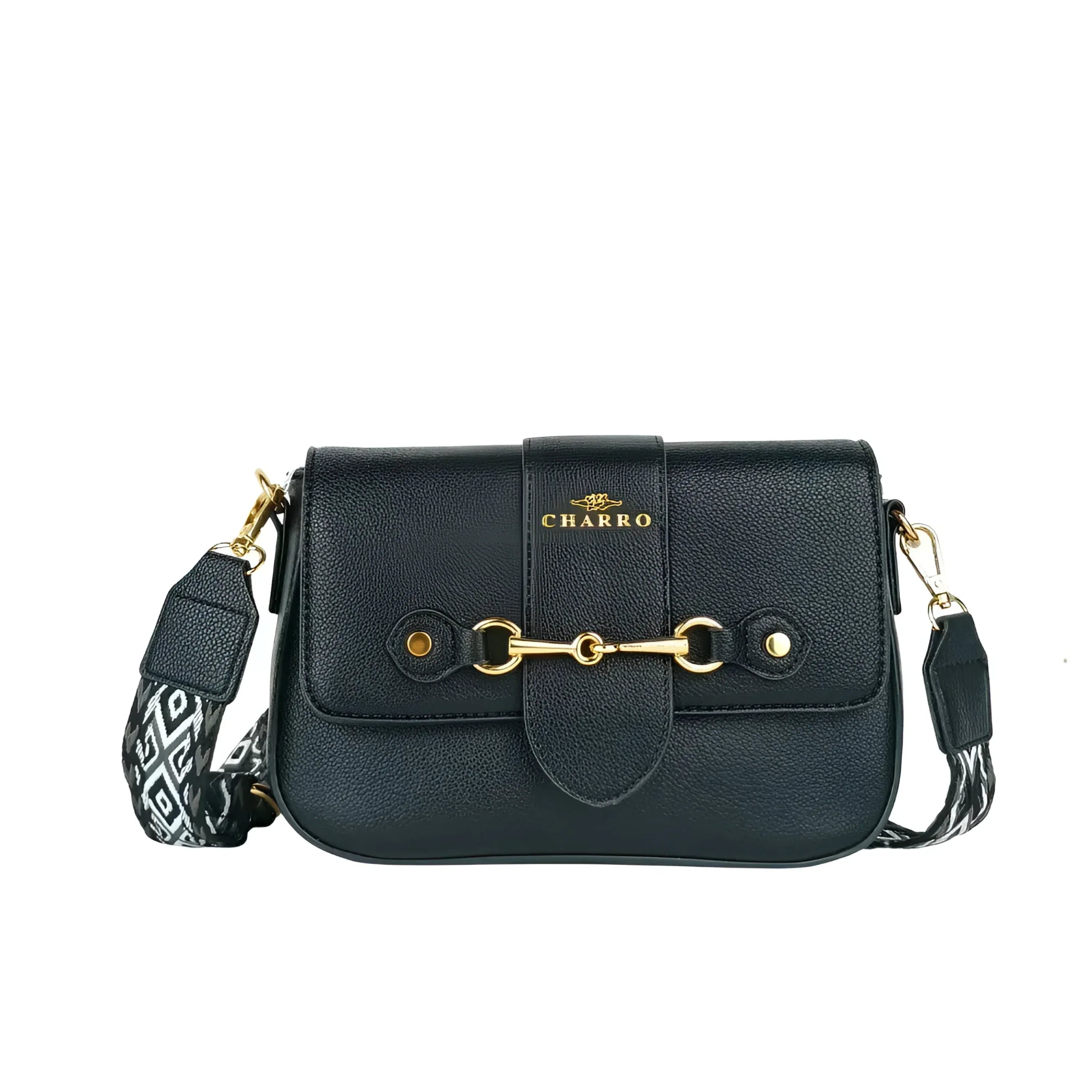 Borsa Charro in Pelle Crossbody da Donna | Vista frontale | ecopelle | Nero