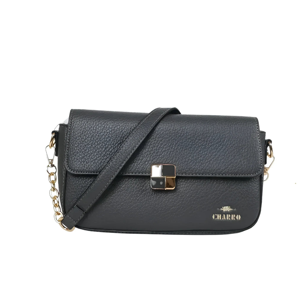 Charro borsa ecopelle PU crossbody grigio con manico rimovibile donna – vista frontale