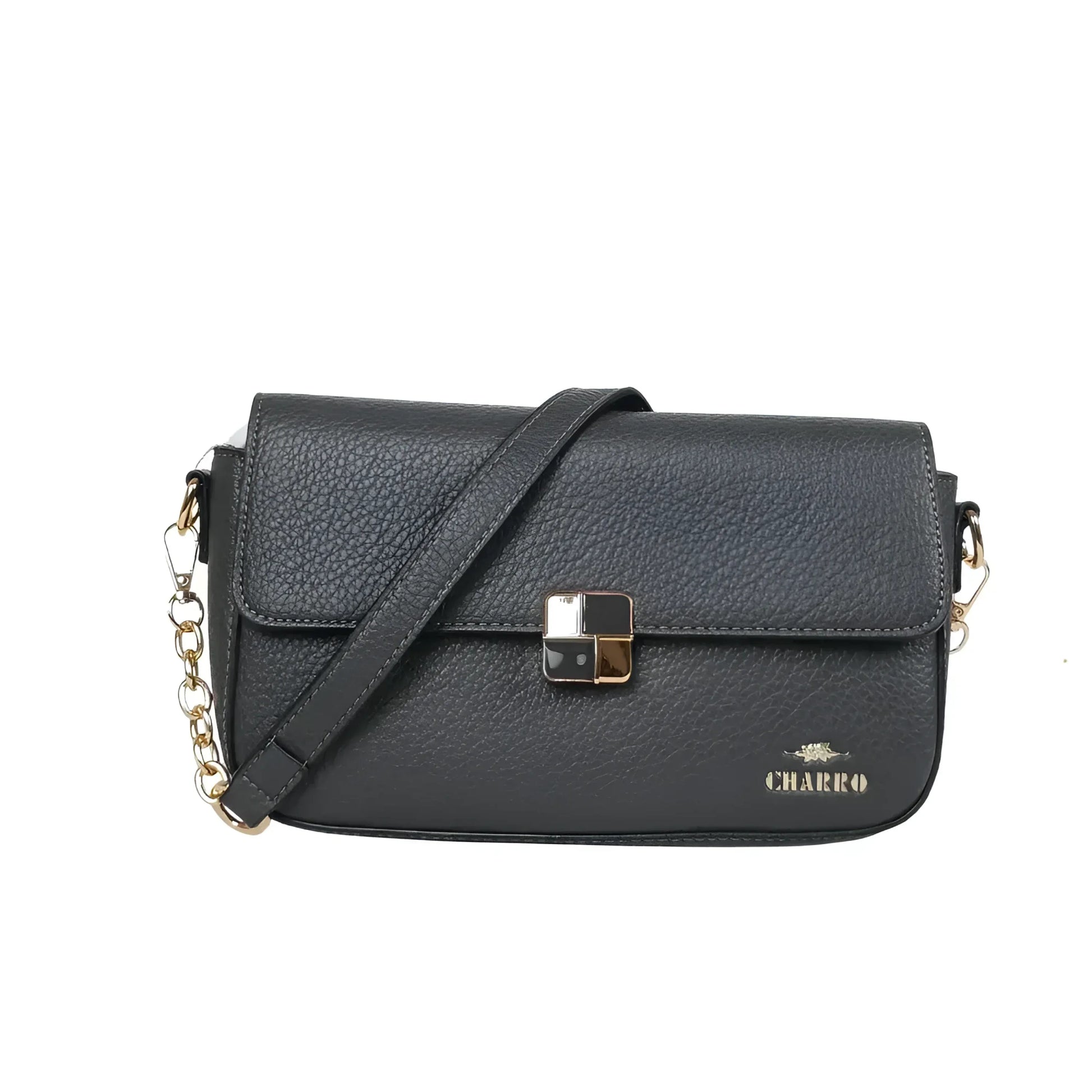 Charro borsa ecopelle PU crossbody grigio con manico rimovibile donna – vista frontale