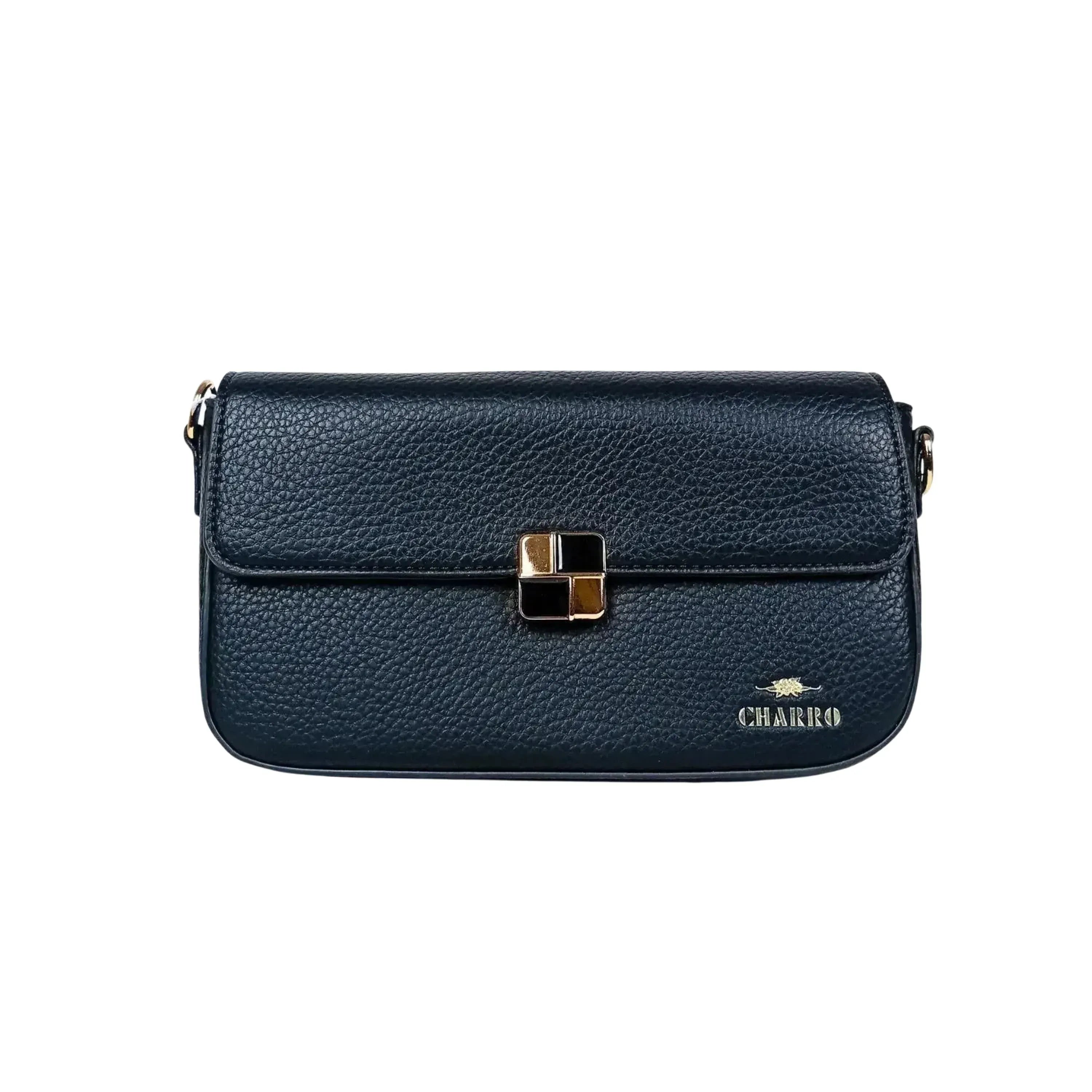 Charro borsa ecopelle PU crossbody nera con manico rimovibile – interno e tasche