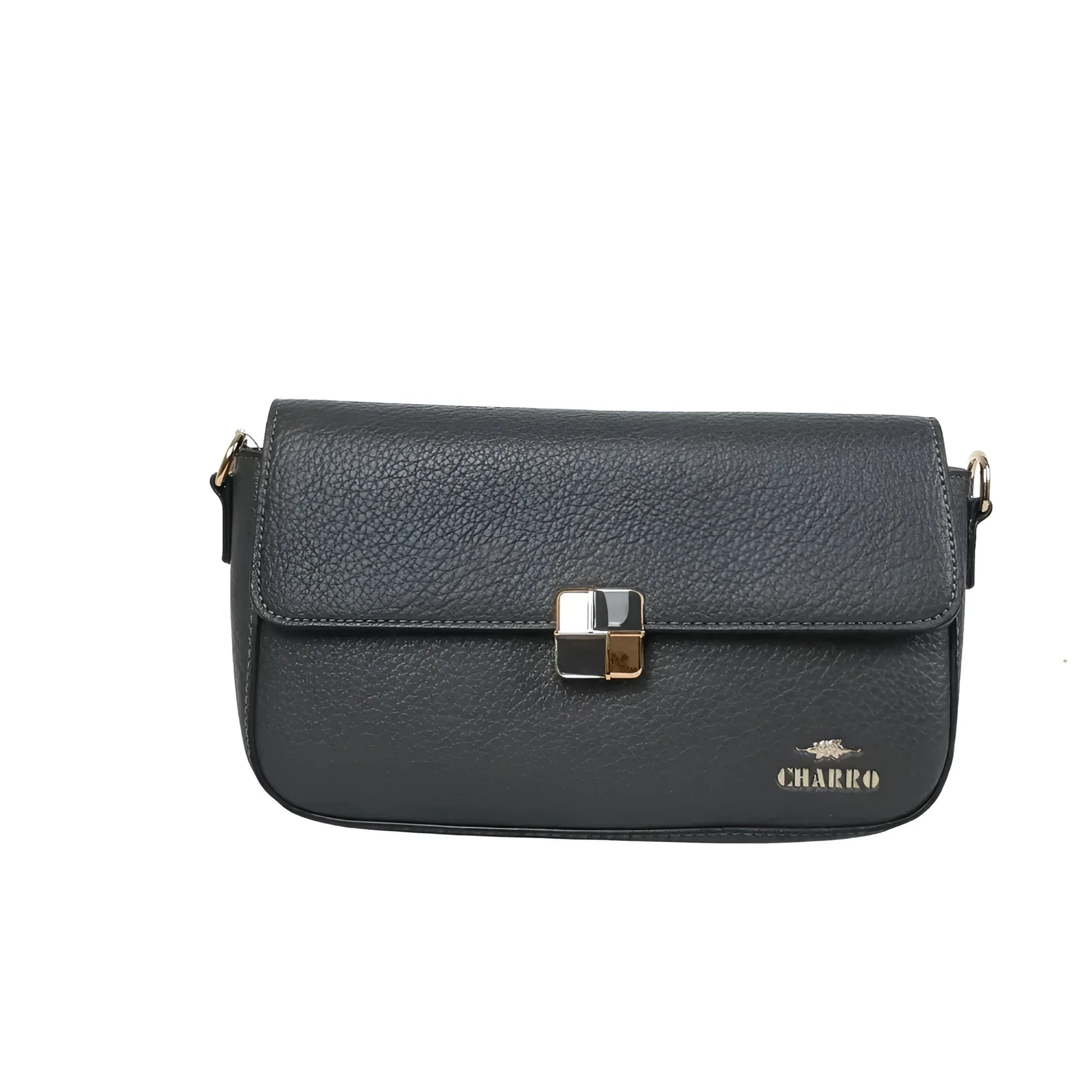 Charro borsa ecopelle PU crossbody nera – dettaglio chiusura