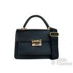 Charro Borsa in Ecopelle Nera con Finiture Dorate - Stile Donna Bags