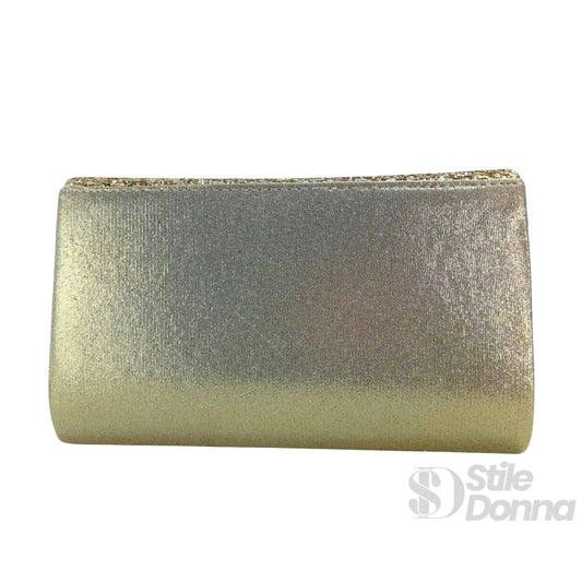 Stile Donna clutch busta argentata strass microfibra – vista posteriore