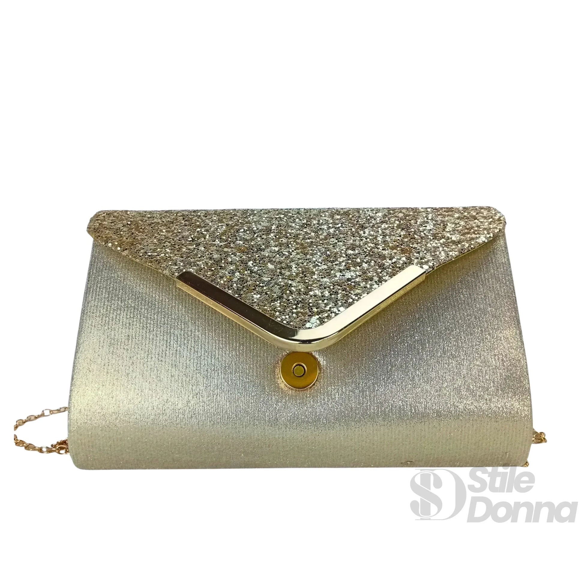 Stile Donna clutch busta argentata strass da sera donna – borsa indossata
