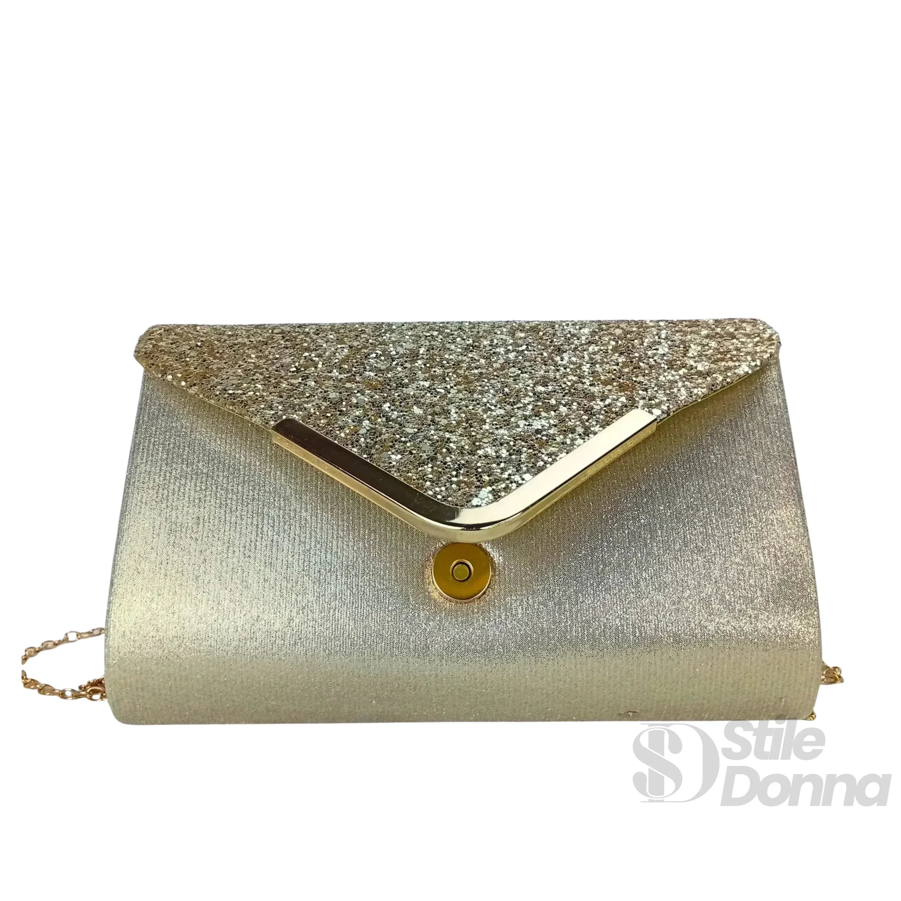 Stile Donna clutch busta argentata strass da sera donna – borsa indossata